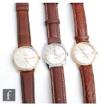 Three mid 20th Century gentleman's wrist watches to include gold plated Nivada automatic and Rodania