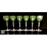 A set of six early 20th Century Thomas Webb & Sons wine glasses, circa 1920s,