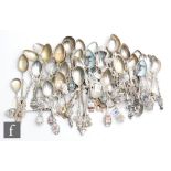 A parcel lot of assorted German silver and white metal souvenir and other tea spoons to include