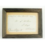 Signed by the Liberator[O'Connell (Daniel)] A signed free Grant issued to Mr. J. Wilson of Colcheter