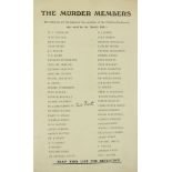 A Fateful Document'The Murder Members' a single folio sheet, verso blank, stating The following