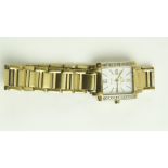 A gilded stainless steel sapphire coated "Lucien Piccard" Quartz Swiss Ladies Wrist Watch, with