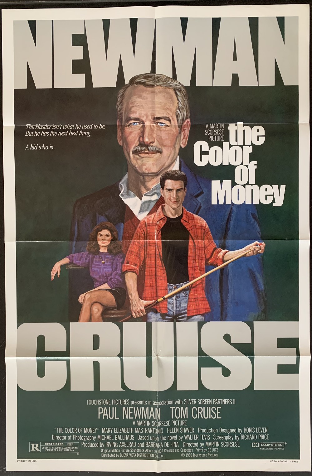 Cinema Poster:  The Colour of Money, [1986], directed by Martin Scorcese, starring Paul Newman and
