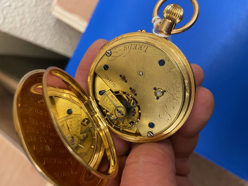 A fine quality 19th Century 18ct gold case "Centre Seconds Chronograph Pocket Watch," with enamel - Image 10 of 12