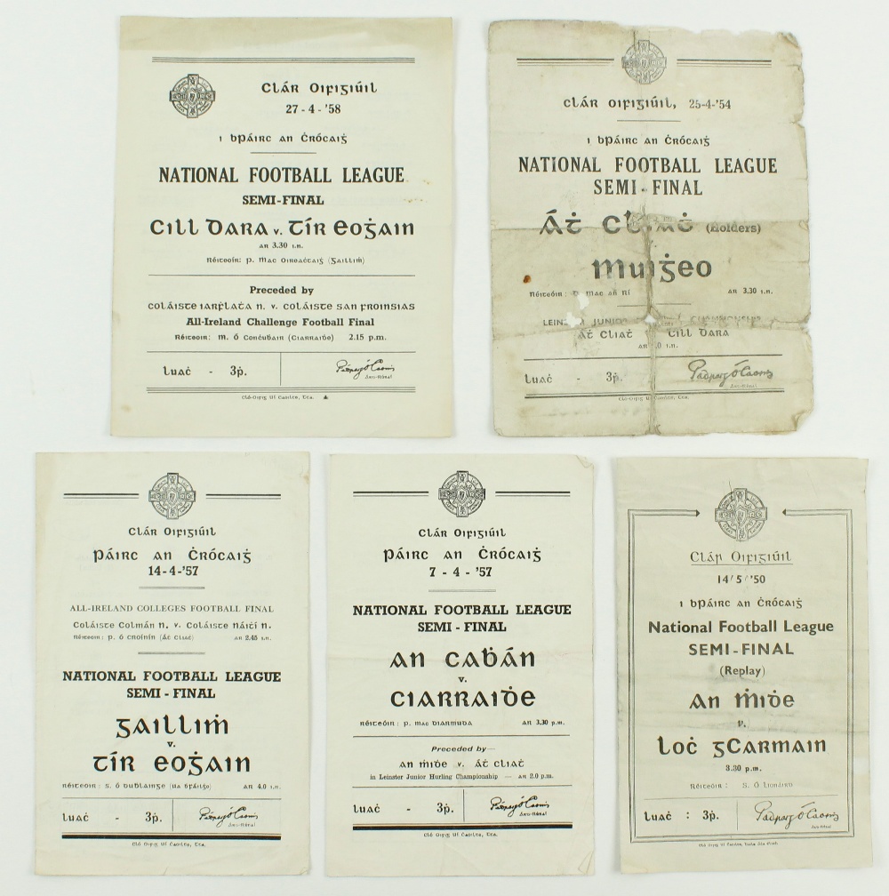 G.A.A.: Football 1950s' [National League] a collection of five Official Match Programmes to