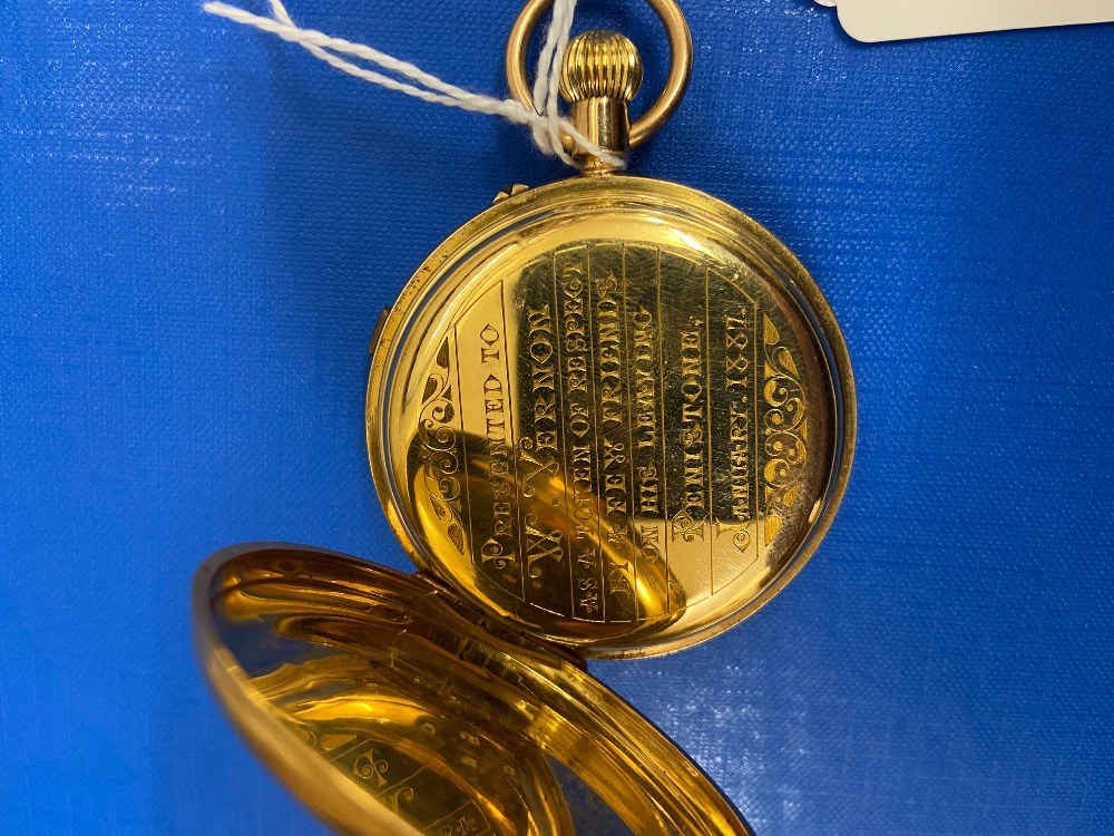 A fine quality 19th Century 18ct gold case "Centre Seconds Chronograph Pocket Watch," with enamel - Image 8 of 12