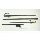 Militaria: [1798, W.W.1 / W.W.2] a collection of various Spears, Bayonets, and "Wilkinson" Short