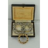 A 14ct gold Ladies Brooch, of rope design with pinch back; together with an attractive silver Ladies