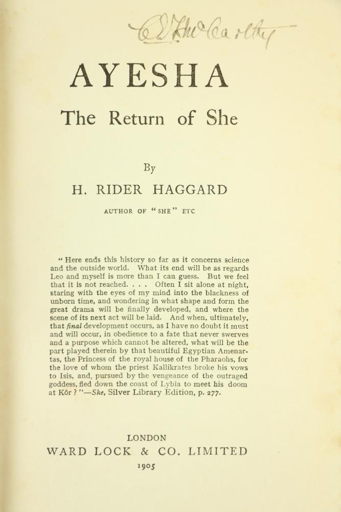 Box : English Literature Novels etc: Rider Haggard (H.) Ayesha - The Return of She, 8vo L. 1905.