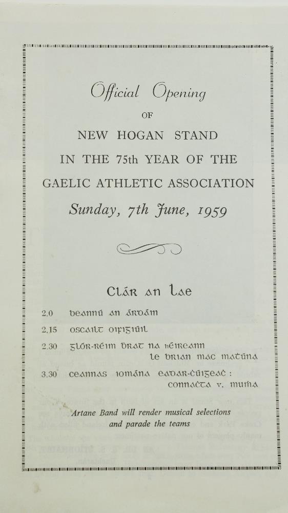 G.A.A.: Programme  Official Opening of New Hogan Stand in the 75th Year of the Gaelic Athletic - Image 2 of 2