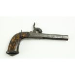 A late 19th Century / early 20th Century percussion hand Gun, with kingswood handle and engraved