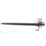 A rare 17th Century German Landsknecht Backsword with 30 3/4" double sided blade, with cutlers mark,
