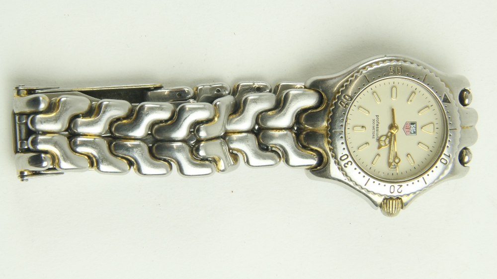 A Ladies "Tag Heuer" stainless steel sapphire crystal Professional Wrist Watch, with link