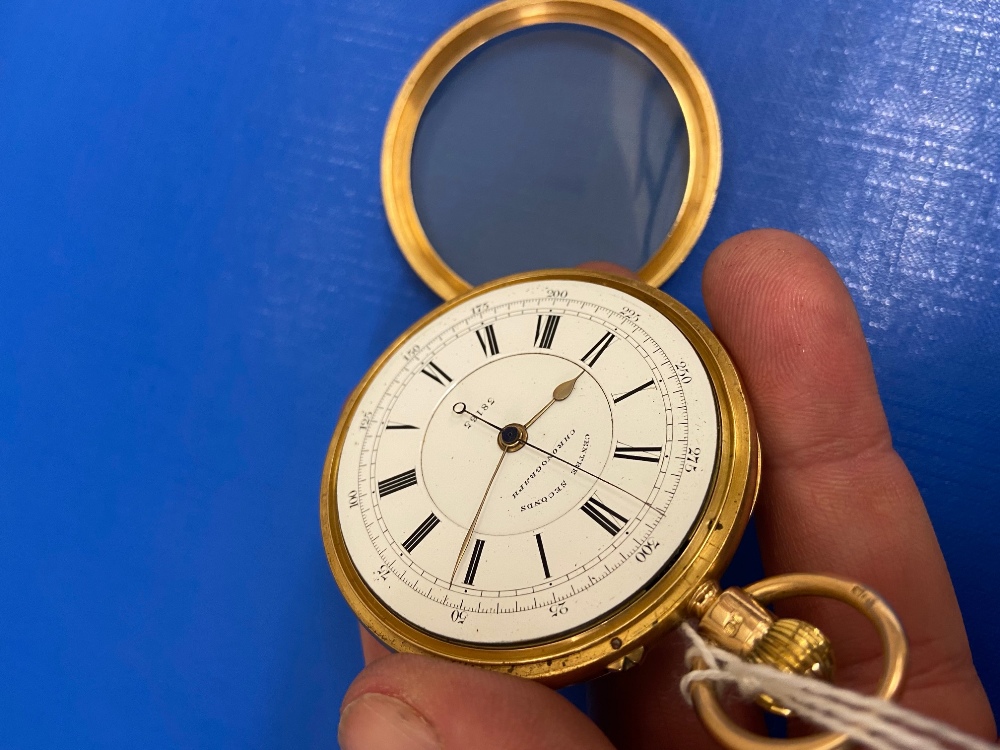 A fine quality 19th Century 18ct gold case "Centre Seconds Chronograph Pocket Watch," with enamel - Image 12 of 12