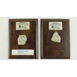 Political Artefact: [German Interest] Two Fragments of the 'Berlin Wall' each mounted on wooden