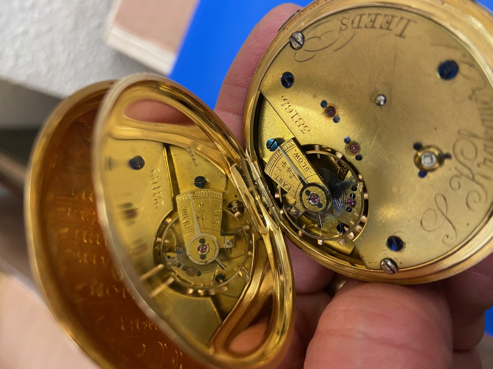 A fine quality 19th Century 18ct gold case "Centre Seconds Chronograph Pocket Watch," with enamel - Image 11 of 12