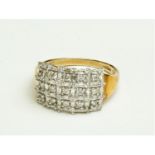 A magnificent 9 row diamond Cluster Ring, on 9ct gold band, each row with five brilliant round cut