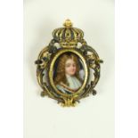 18th Century French School "King Louis XVI," a miniature oval head and shoulder painting depicting