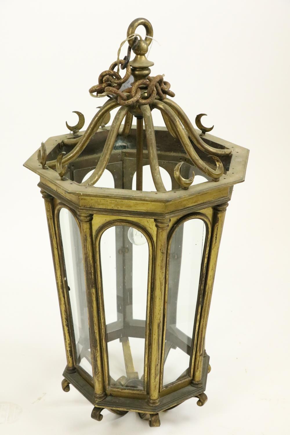 A very good and heavy 19th Century brass Hall Lantern, of tapering octagonal form with eight - Bild 2 aus 9