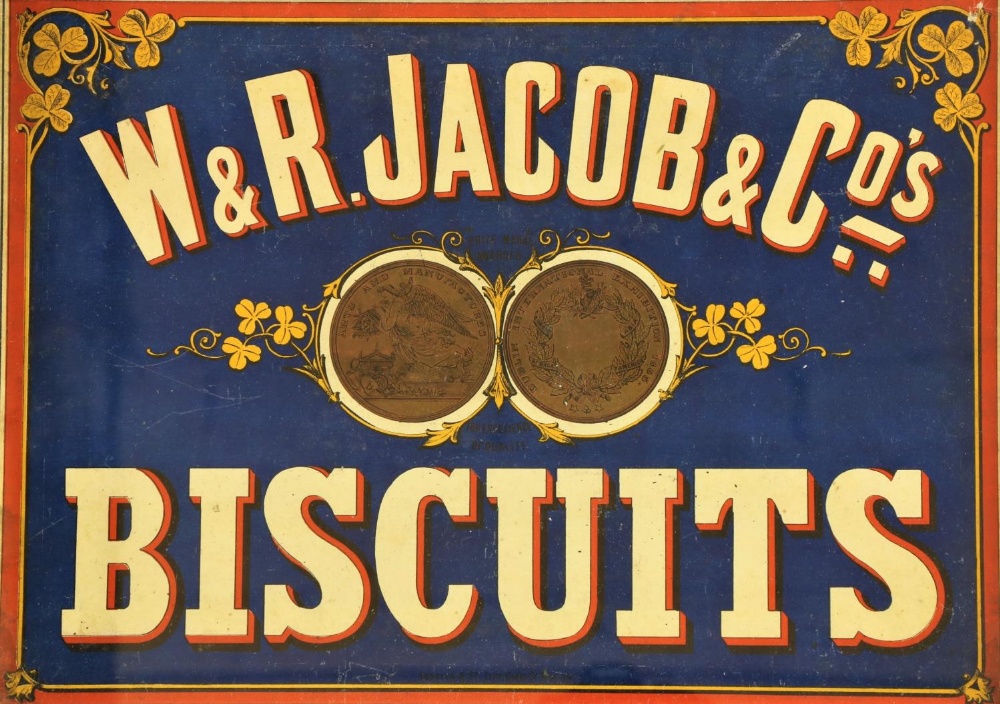 Advertising:  "W. & R. Jacob & Co's Biscuits," an original advertising board, approx.. 28cms x 39cms - Image 2 of 2