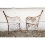 Two Victorian cast iron Garden Bench Ends. (2)