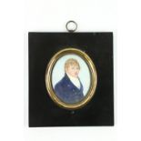 Attributed to Frederick Buck (1771 - 1839)A miniature Portrait, oval, "Gentleman wearing a navy
