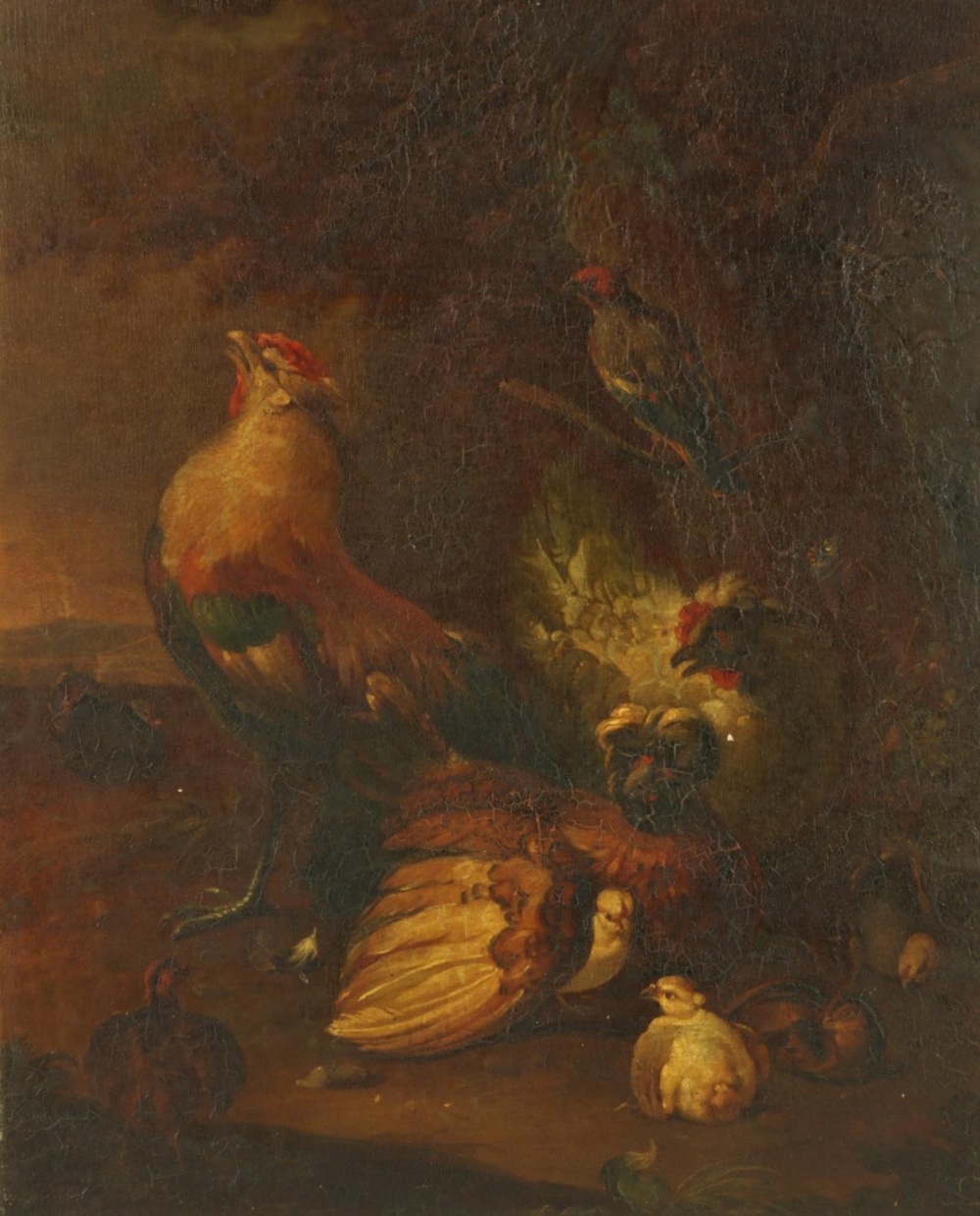 Follower of Jacob Bogdani (1660 - 1724) "Domestic and Exotic Birds near a Stately Home," and its - Image 4 of 26