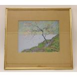 Grace Henry, HRHA (1868 - 1953)"Cherry Blossom," O.O.B., depicting a blossoming tree by a lakeside