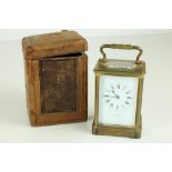 A good brass Carriage Clock, by Hamann & Koch, New York, with Roman numeral dial, with original
