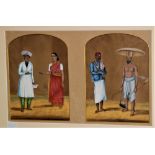 19th Century East India Company School A fine pair of gouache Paintings on mica, depicting "
