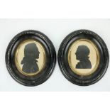 A pair of late 18th Century Silhouette Profile Miniatures, "George Sandford 3rd Baron Sandford of