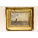 Nathaniel Hone, RHA (1831 - 1917)"Sailing Boat on choppy Dublin Bay," O.O.B., approx. 18cms x