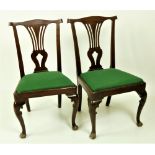 A set of 5 - 18th Century Provincial elm Side Chairs, each with a pierced splat and drop in seat,