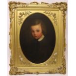 19th Century Irish School "Portrait of a Young Boy," oval head and shoulders, O.O.C., 17" x 12" (