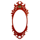 A modern Chinese red lacquered Oval Wall Mirror. (1)