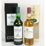 1990 Scapa single malt Scotch Whiskey, and Laphroig 25 year old single malt Whiskey (boxed). (2)