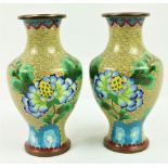 A pair of attractive late 19th Century Chinese cloisonné bulbous Vases, of small proportions,
