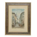 19th Century Italian School,... gla?Watercolour:  "Fine Roman Street Scene with Figures in