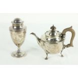 A silver vase shaped Castor Sugar Shaker, London 1904 by W. Comyns & Sons, 6" (15cms), 125 grams;