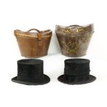 Two Ladies Dressage Hats, in original leather cases, one by Battersby & Co. London. (2)