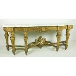 An extremely fine large 19th Century French gilt Console Table, of triple breakfront outline with