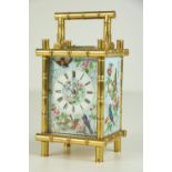 An important 19th Century French 8 Day porcelain Carriage Clock, decorated with painted panels