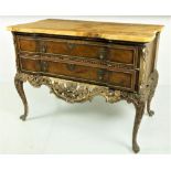 An 18th Century (possibly American) walnut and parcel gilt Commode, of inverted breakfront outline