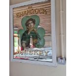A rare and original Advertising Mirror, "The Shamrock Whiskey" by Kirker, Greer & Co. Ltd.,