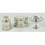 A small cylindrical gadroon moulded silver Tea Caddy, Birmingham 1897, 65 grams, together with