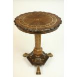 A Victorian Killarney yew and marquetry flip top Centre Table, with star centre, inside a band of