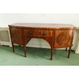 A fine attractive George IV inlaid and bow fronted Sideboard, with centre frieze drawer over an
