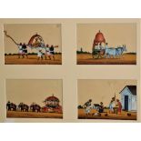 19th Century East India Company School A set of 4 gouache Paintings on mica, three depicting forms