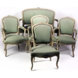 An attractive early 19th Century French Suite of Seat Furniture, comprising of a two seater Settee