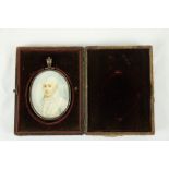 18th Century English SchoolAn oval miniature Portrait of "Man with very pale complexion and white